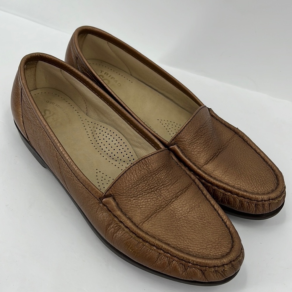 SAS Simplify Flat Loafer Moc Tripad Comfort Shoes Slip On Metallic Copper 9